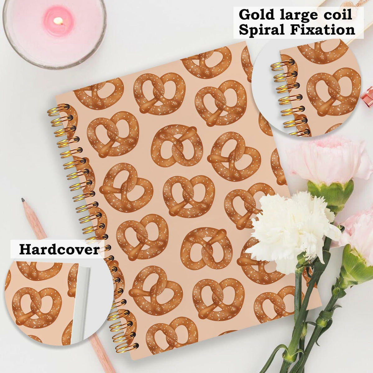 SNNDER Coquette Pink Bow Hardcover Spiral Notebook 5.5x8.3 Inch Pink Journal