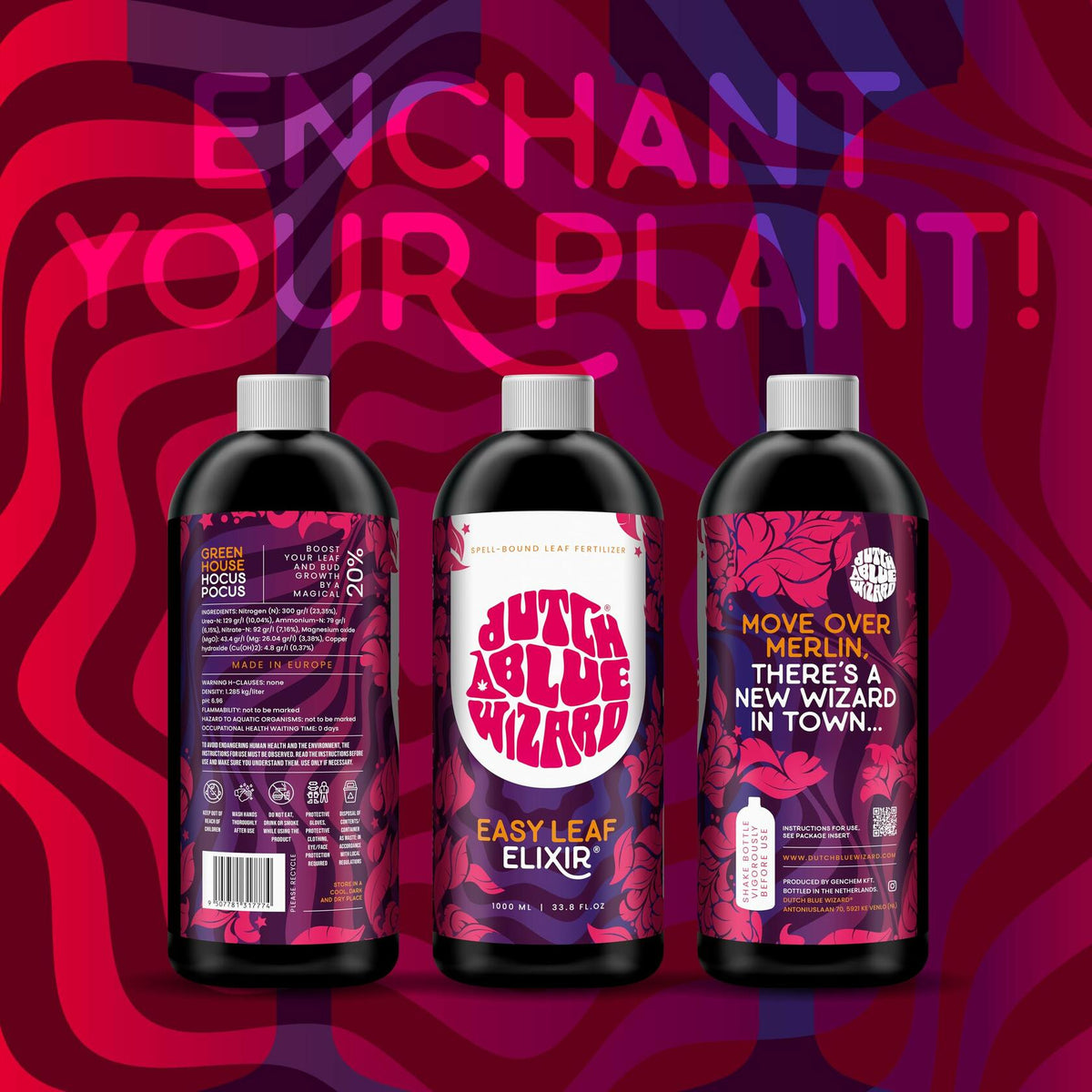 Dutch Blue Wizard Easy Leaf Elixir Plant Nutrients Liquid Booster 33.8oz Blue