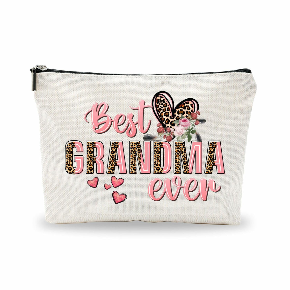 Nuckxy Best Grandma Ever Cosmetic Bag Pink Leopard Print