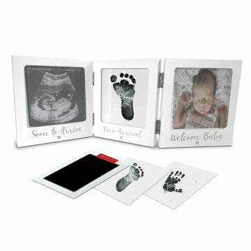 Sonogram Picture Frame with Inkless Hand Footprint Kit Gender Neutral Baby Decor