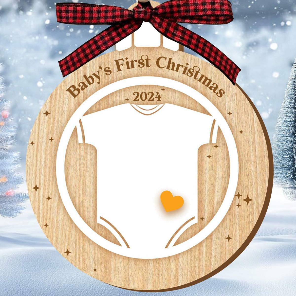 DEARMINE Baby First Christmas Ornament 2024 Wood Writable Newborn Gift