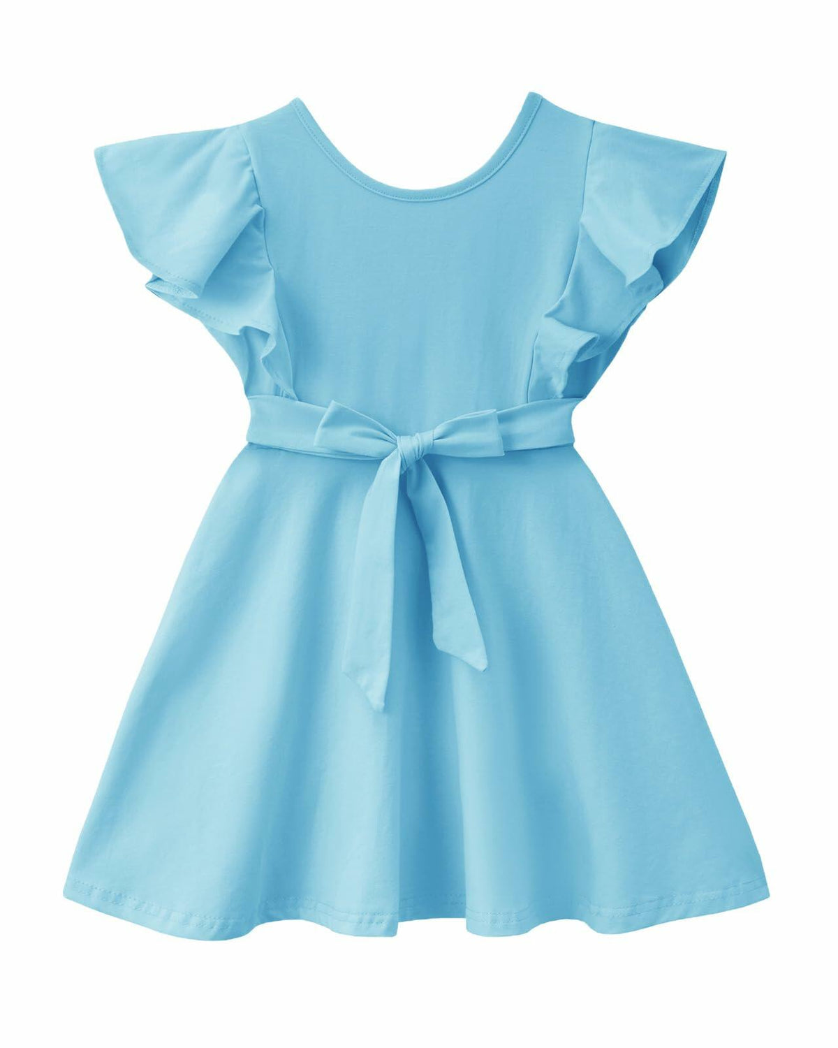 Dutebare Toddler Ruffle Trim A-line Belted Dress Light Purple Size 5T