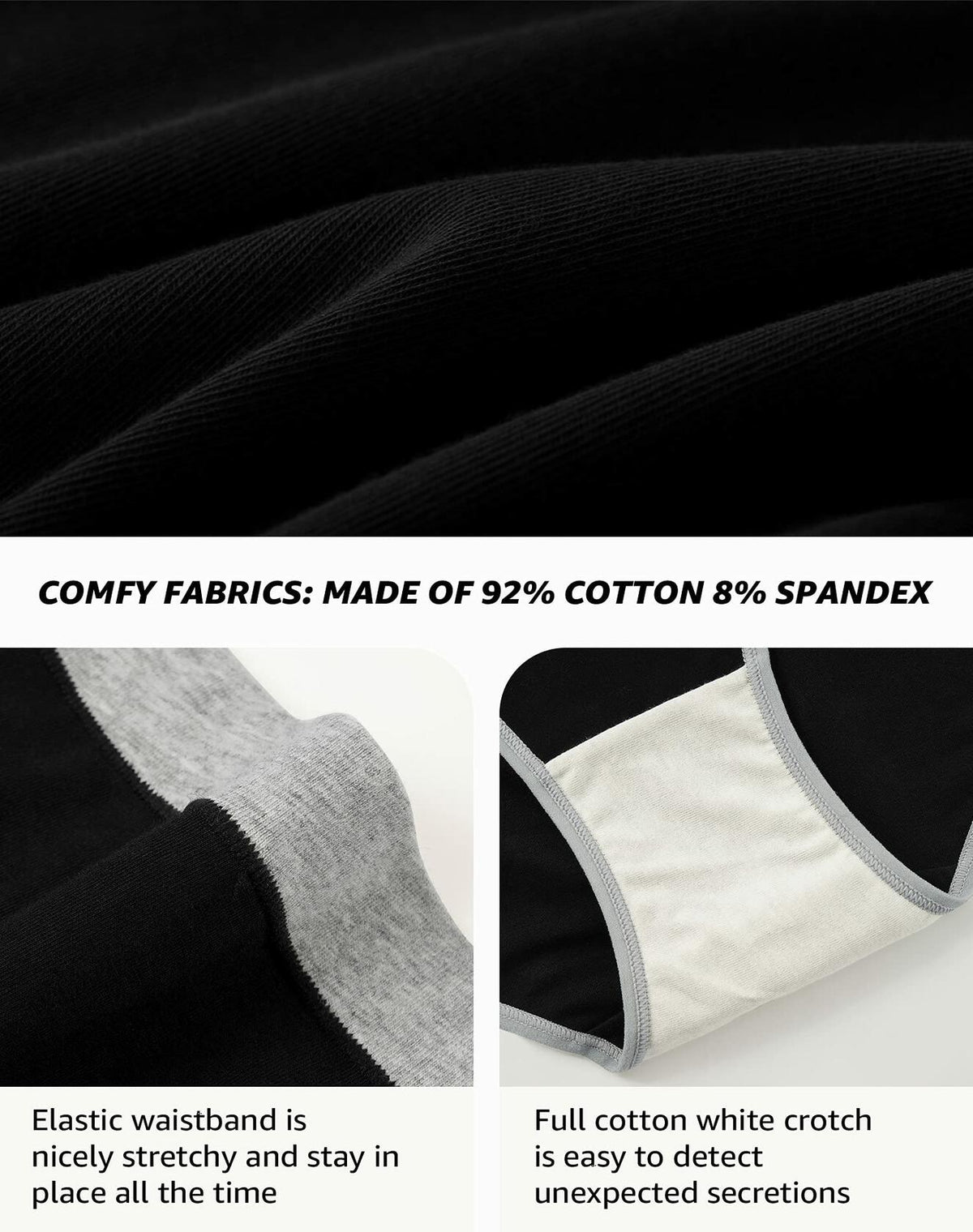 INNERSY Women's Maternity Underwear Cotton Soft Breathable 5 Pack Black Size S