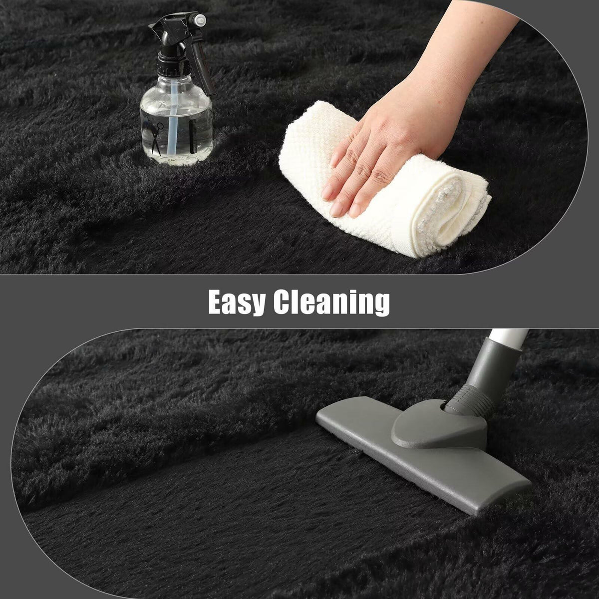 Macgace 6x9 Black Shag Area Rug Fluffy Plush Non-Slip Washable