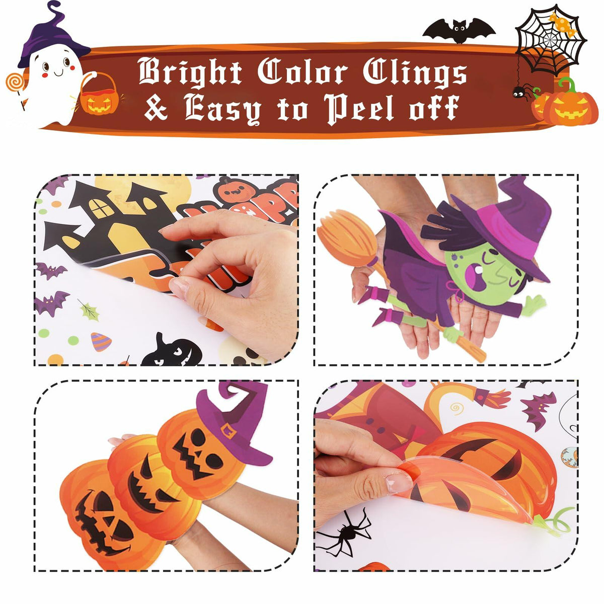 Halloween Decorations 743 PCS Window Clings 10 Sheets Large Double-Sided