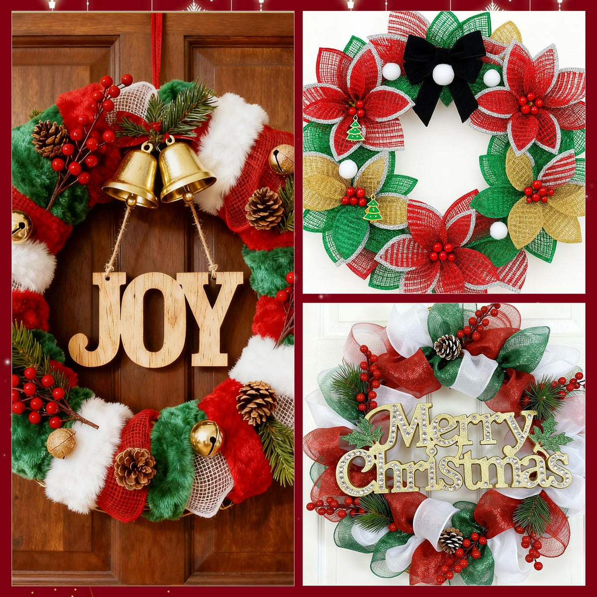 Funactu Metallic Mesh Ribbon 10in x 30ft Red Foil Christmas Decor