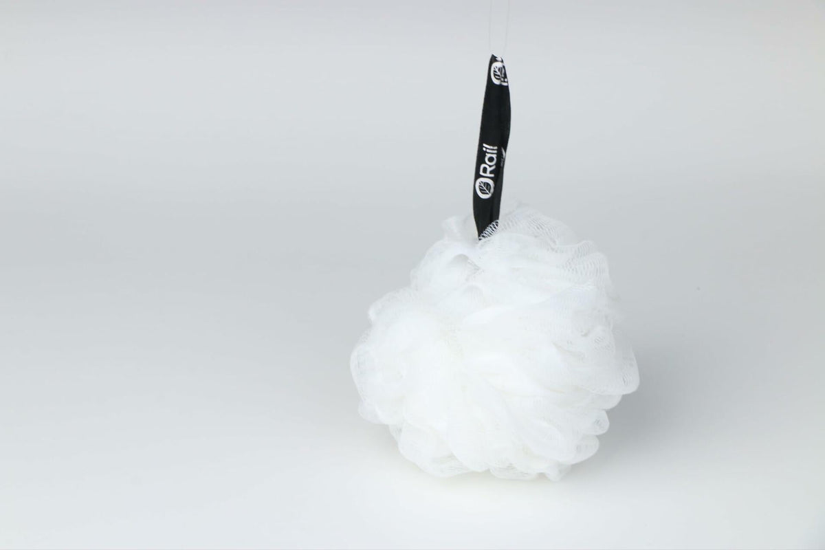 Rail 70g Loofah Sponge Exfoliating Bath Body Scrubber Mesh Pouf White