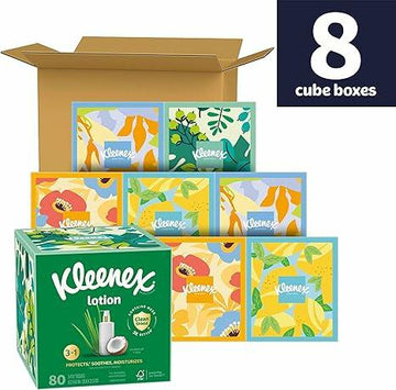 Kleenex 3-Ply Lotion Facial Tissue White 8 Count 54289