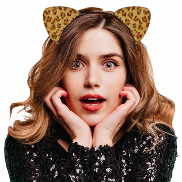 IGMaryBox Cat Ears Headband Black Velvet Leopard Print Animal Hairband