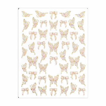 Prasacco Butterfly Nail Stickers 5D Embossed Gold Shell Nail Art Decals