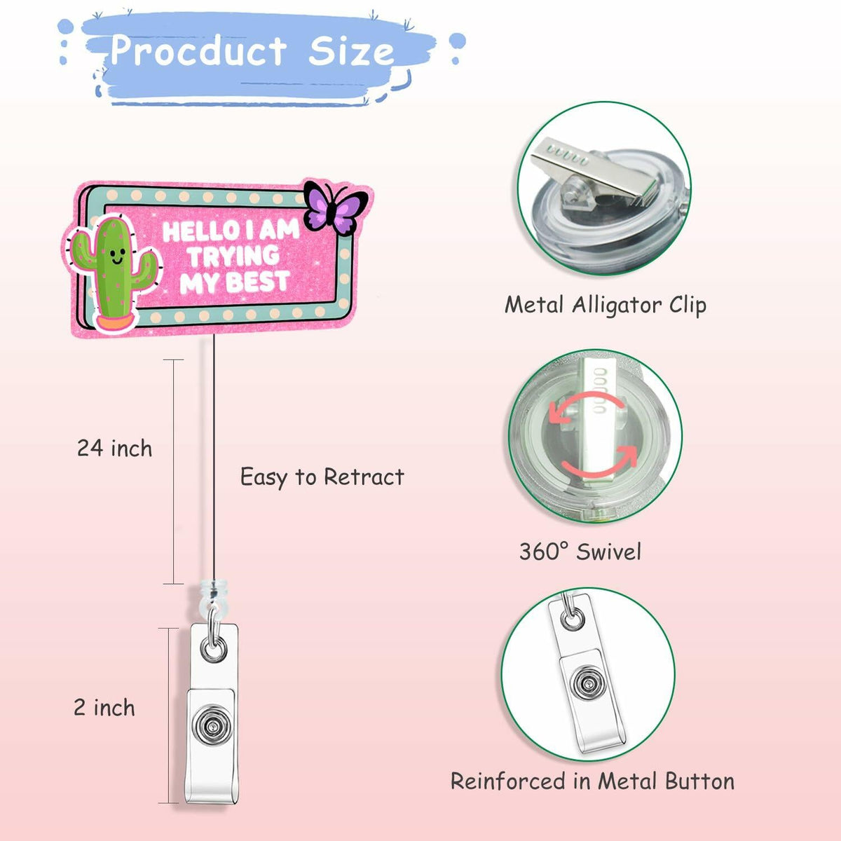 Hitluste Funny Nurse Badge Reel Retractable Clip Acrylic Medical Badge Holder