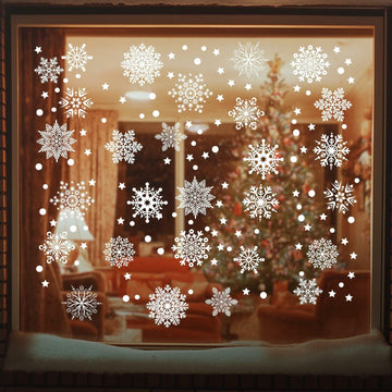 AHEONLAR 142PCS Christmas Window Static Cling Stickers Waterproof White Vinyl