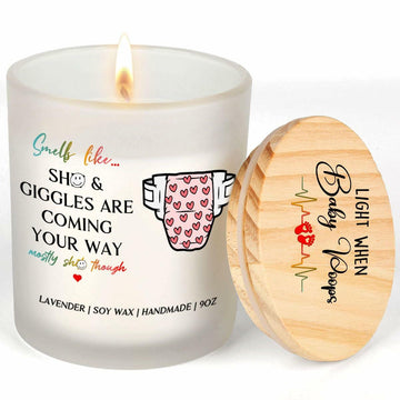 DOSINY Lavender Scented Candle 9Oz Soy Wax Gift for New Mom Funny Expecting