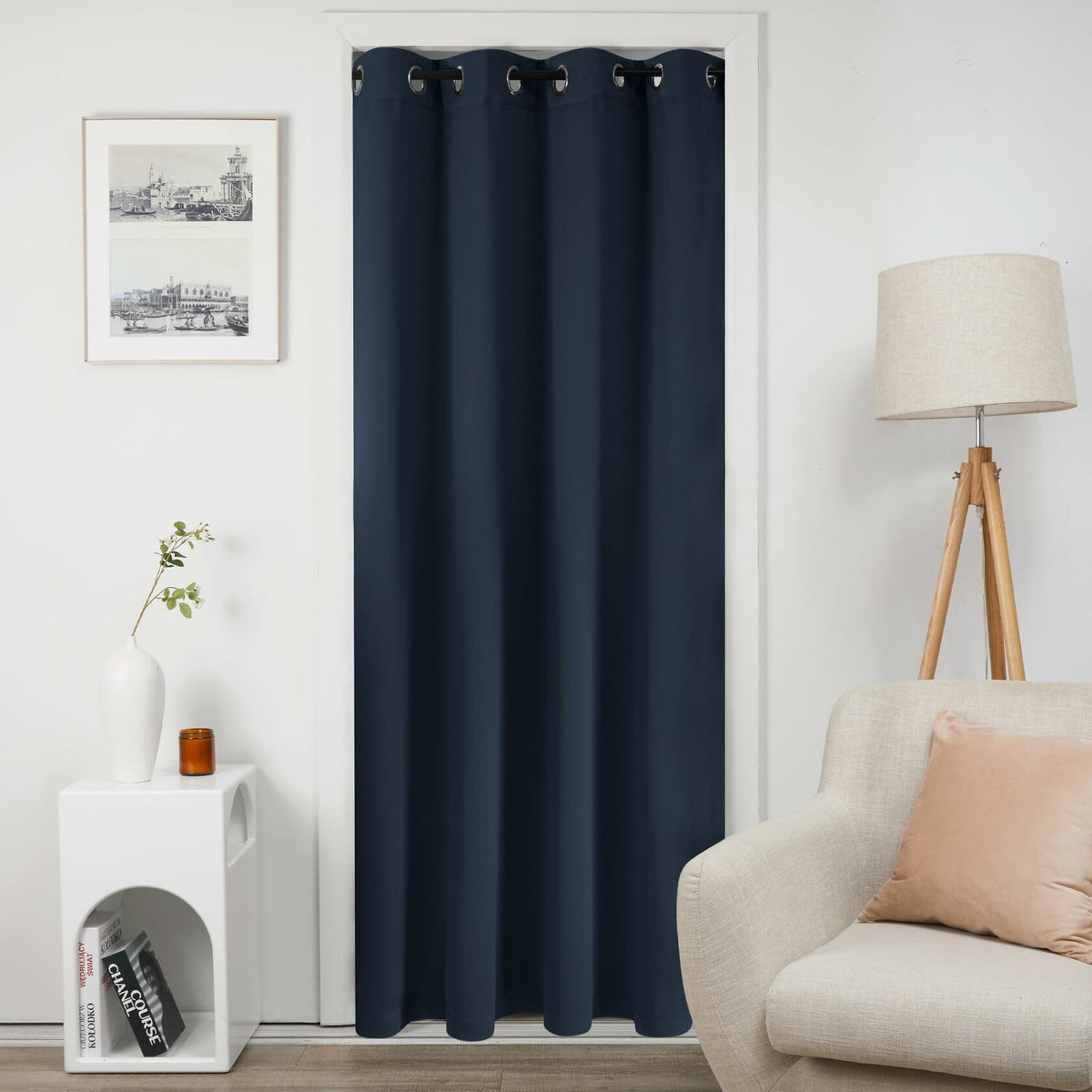 Deconovo Blackout Door Curtain Double Layer Insulated Navy 38x80 1 Panel