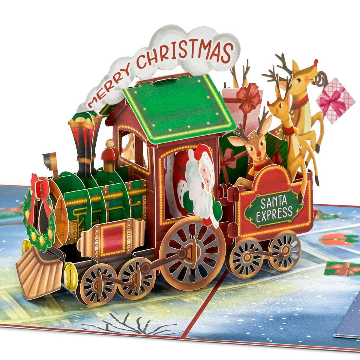 POPWOW Christmas Gingerbread Train 3D Pop Up Card 5x7 with Envelope
