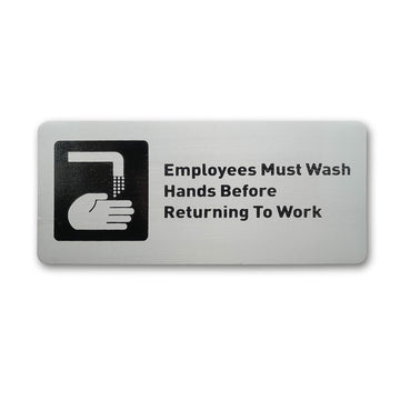 ACFELT Employees Must Wash Hands Sign Aluminum 7x3 Double Sided Tape