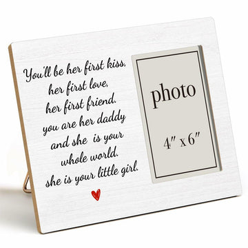 QZJ New Dad Wood Picture Frame Girl Dad Gifts 4x6 Inch Multicolour