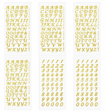 PPhtony 6 Sheets Glitter Alphabet Number Stickers Self-Adhesive Silver