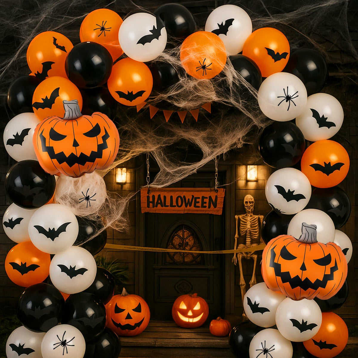 Arrowbash Halloween Balloon Garland Arch Kit Orange Black White 5-18 Inch