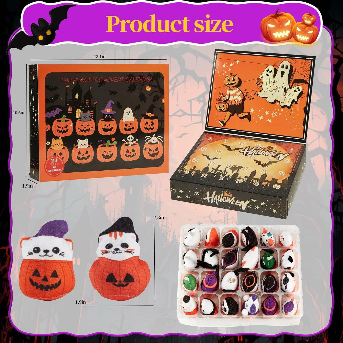 BBLYBD Plush Christmas Advent Calendar 2025 with 24 Pumpkin Plushies Halloween