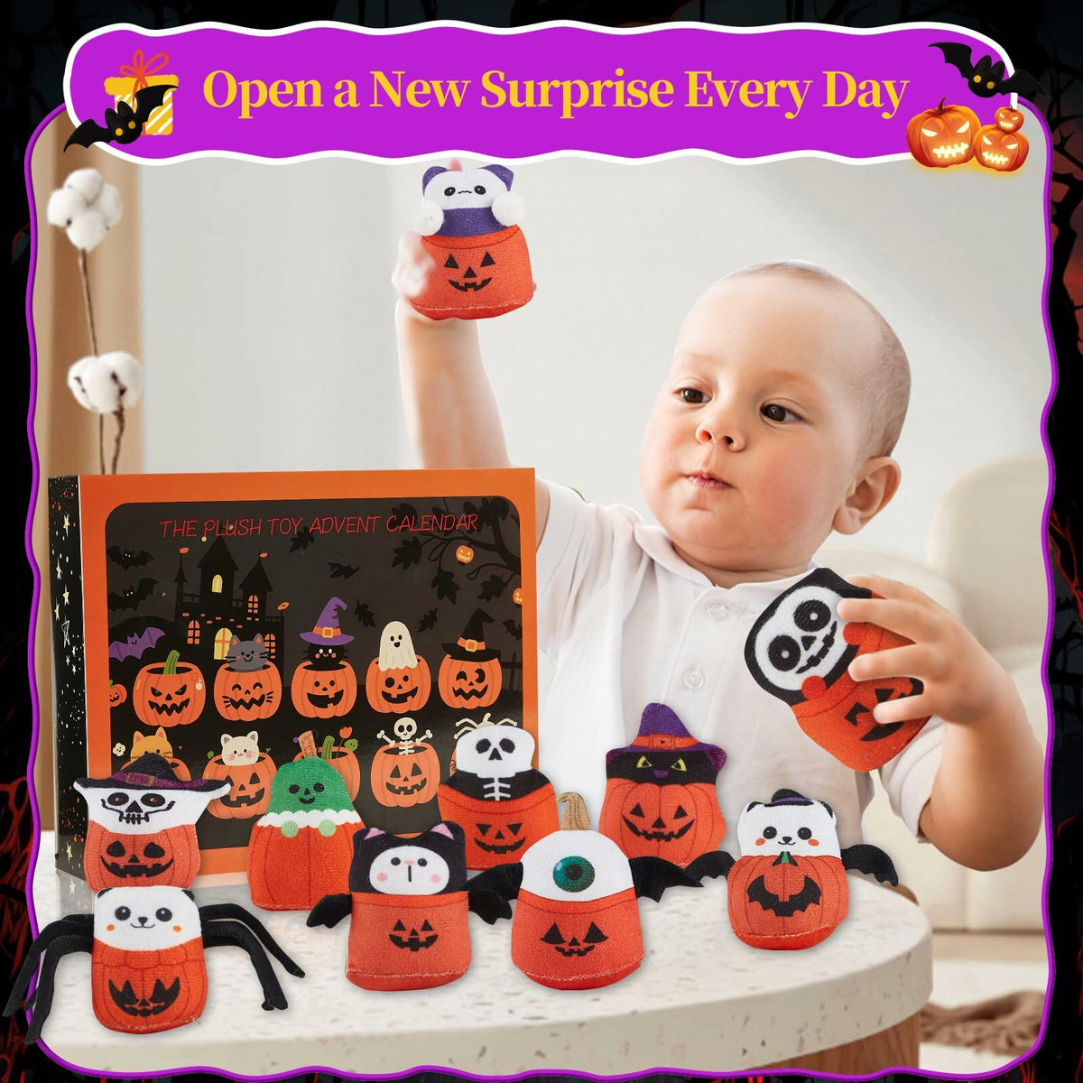 BBLYBD Plush Christmas Advent Calendar 2025 with 24 Pumpkin Plushies Halloween