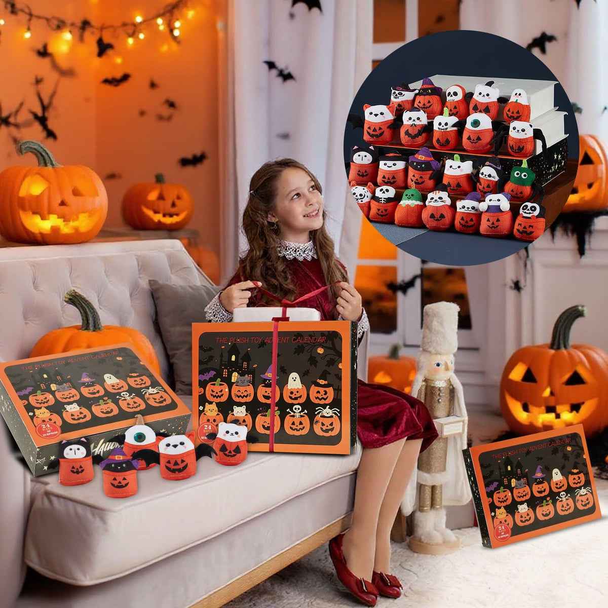 BBLYBD Plush Christmas Advent Calendar 2025 with 24 Pumpkin Plushies Halloween