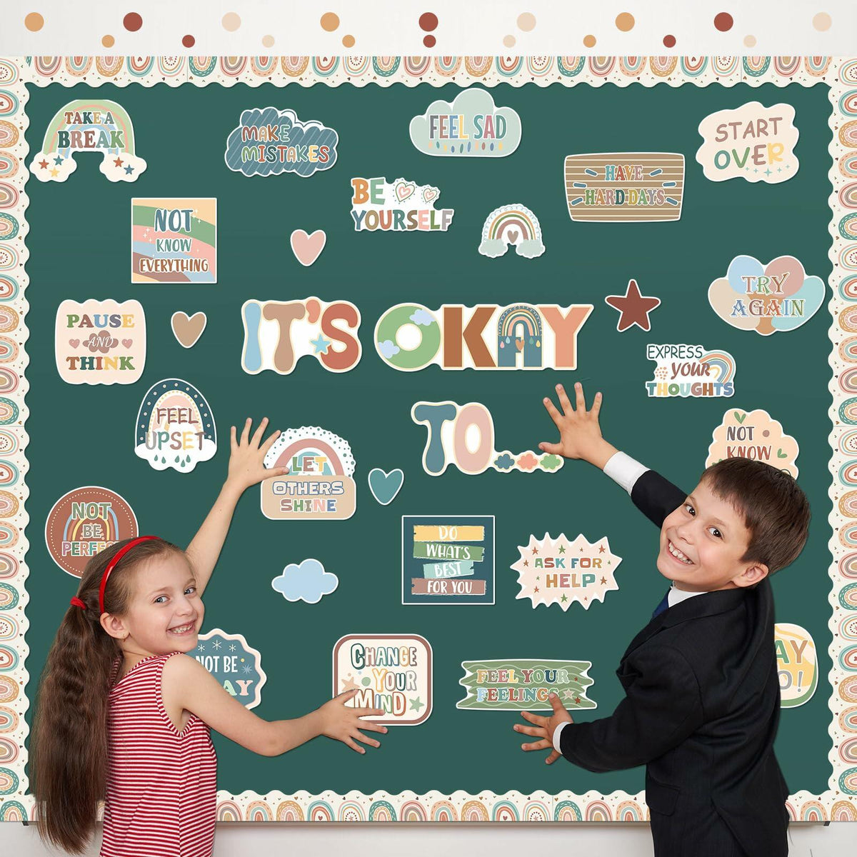 Weekgrat 65 Pc Affirmation Station Motivational Bulletin Board Set Groovy Style