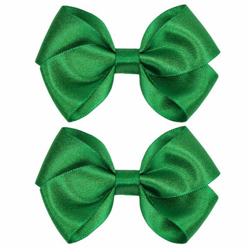 ZOLYCO 3 Inch Glitter Green Hair Bows Clips Alligator Hairpin 2 Count