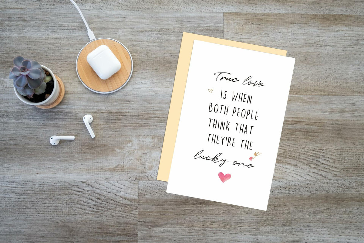 Ure Tenk True Love Anniversary Card Cute Valentines Day Card White