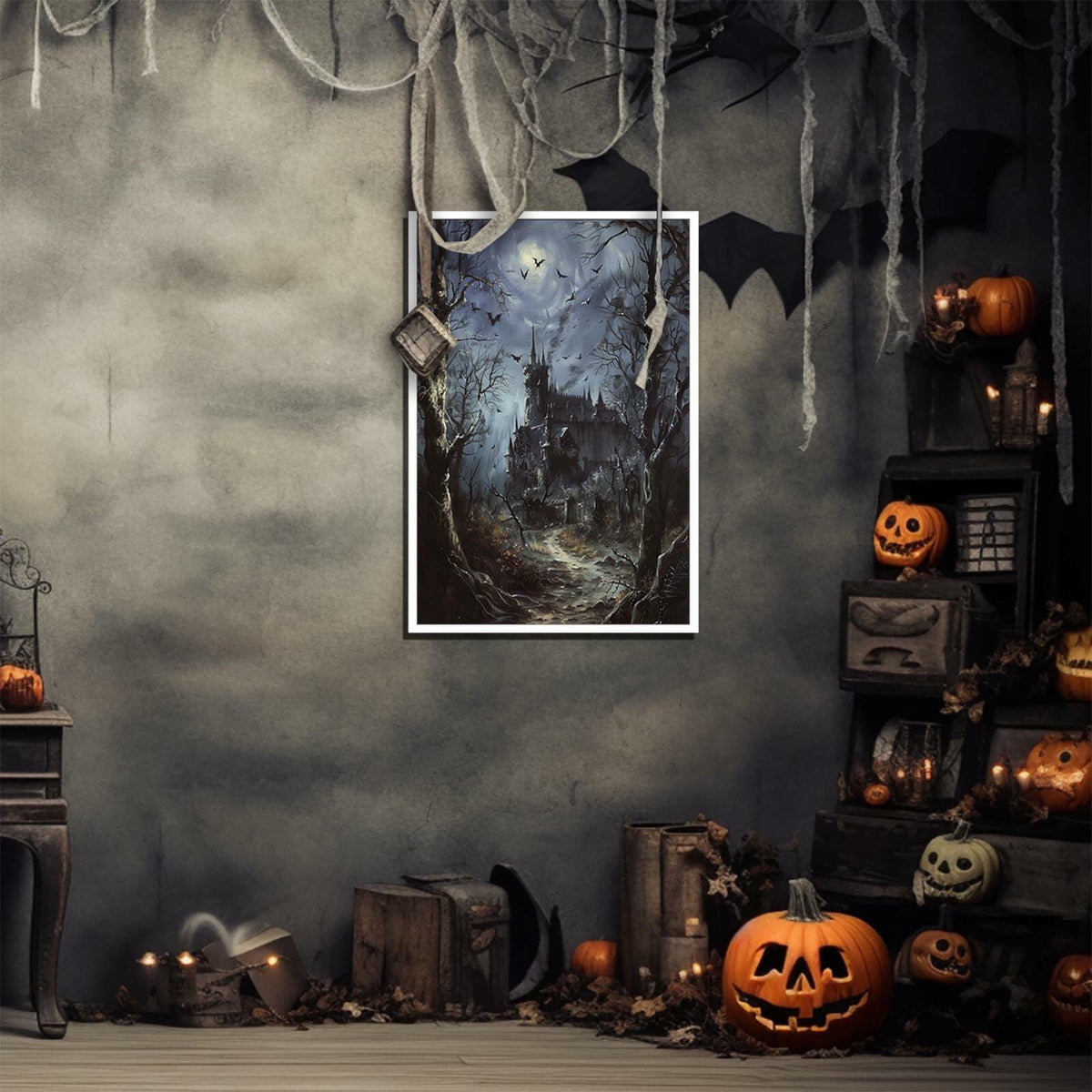 CRTDYQU Crow Castle Vampire Wall Art Poster 12x16 Inch Unframed
