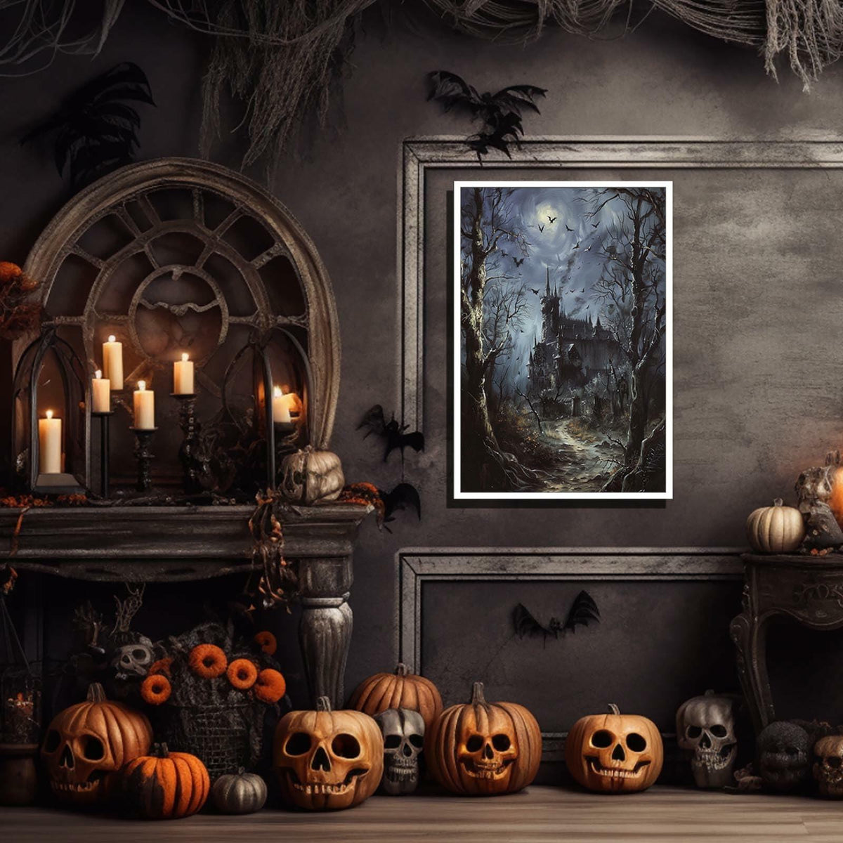 CRTDYQU Crow Castle Vampire Wall Art Poster 12x16 Inch Unframed