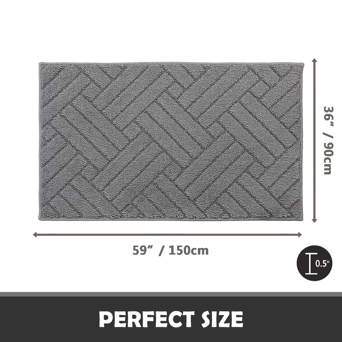 JEEDOVIA Door Mat Indoor Non-Slip Rubber Backing Heavy Duty Grey 36x59