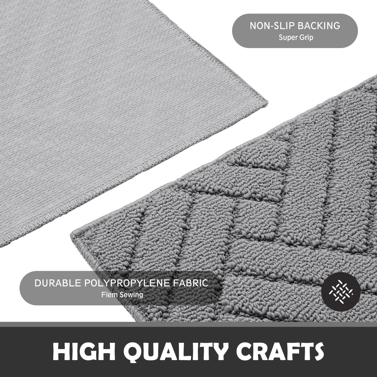JEEDOVIA Door Mat Indoor Non-Slip Rubber Backing Heavy Duty Grey 36x59