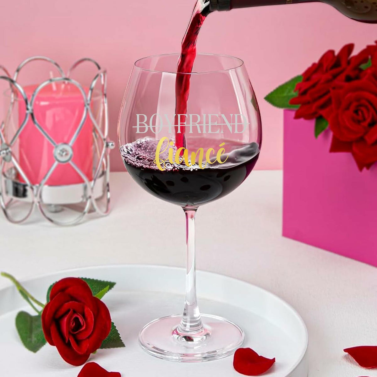 TOBYOVU Fiancé Wine Glass 16oz FIANCÉ Proposal Anniversary Gift for Him
