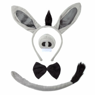 JIALWEN Donkey Costume Set Ears Nose Tail Bowtie Animal Kit Gray One Size