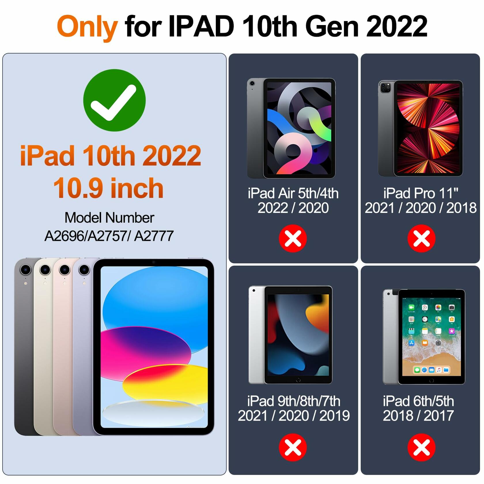 Temdan iPad Case 11th Gen 11"/10th Gen 10.9" 360° Stand Handle Strap Black