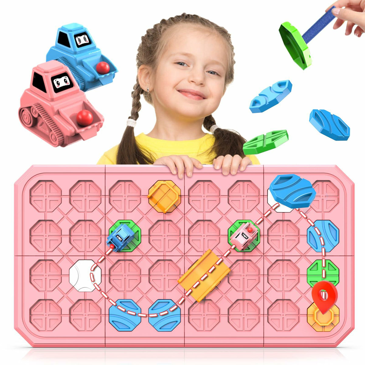 fygurso Logic Road Builder STEM Toy Puzzle Pink 32PCS Brain Teaser Game