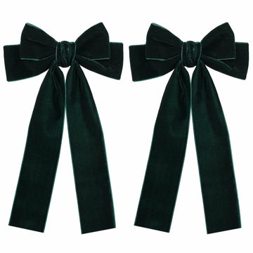 Miroksh Velvet Ribbon Hair Bows Clips Dark Green 2pcs 5.5 Inch