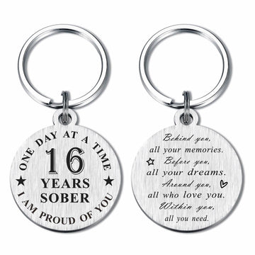 Alotozo 16 Year Sobriety Keychain AA Recovery Gift Men Women