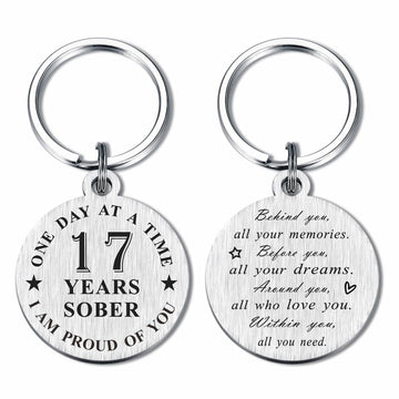 Alotozo 17 Year Sobriety Keychain AA Recovery Gift Men Women