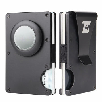 Team Gainz Airtag Metal RFID Blocking Slim Wallet Card Holder Dark Grey Clip