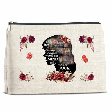Soiceu Makeup Bag for Librarians Book Lovers Cosmetic Pouch Polychrome