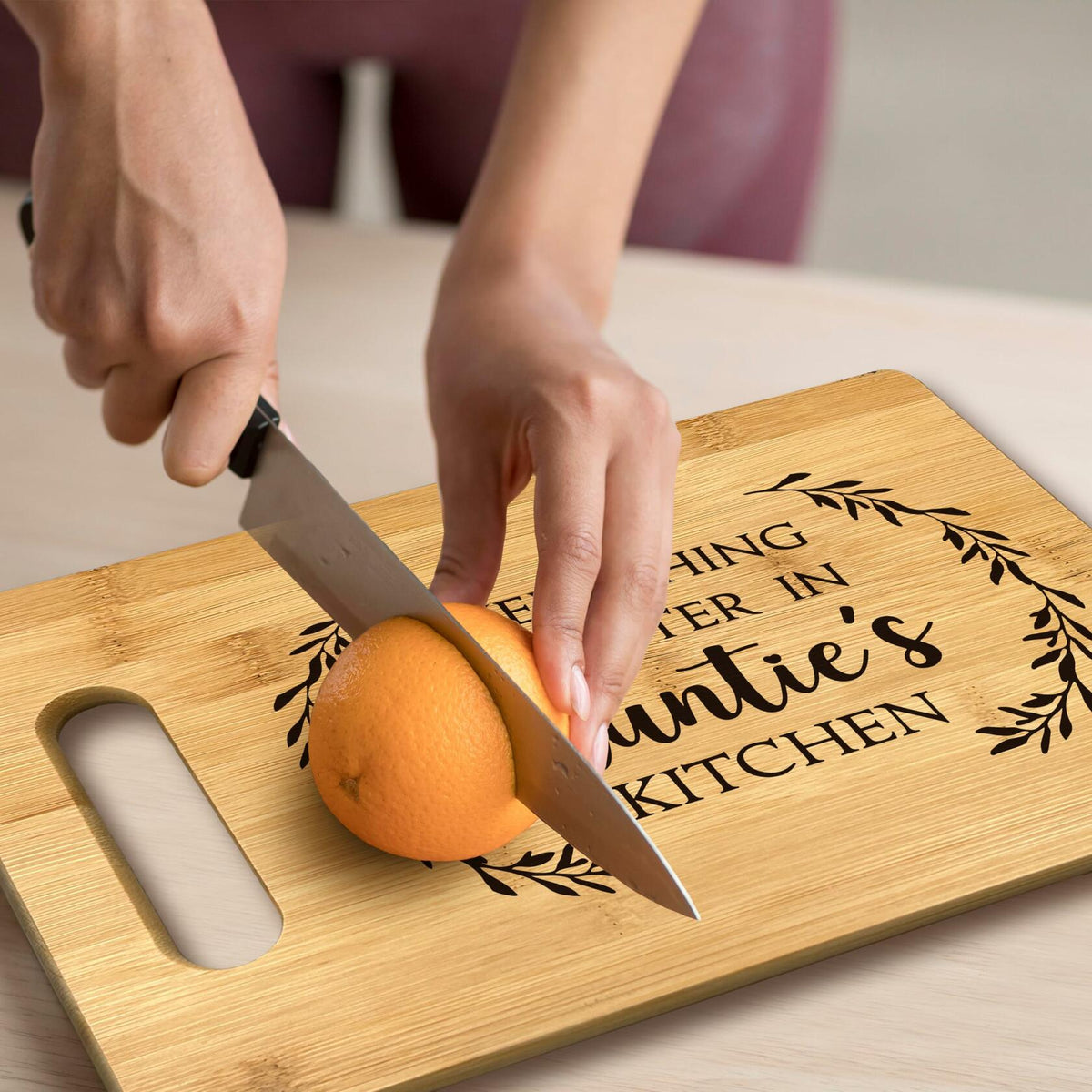 FONDCANYON Bamboo Cutting Board Kitchen Decor Brown Aunt Gift