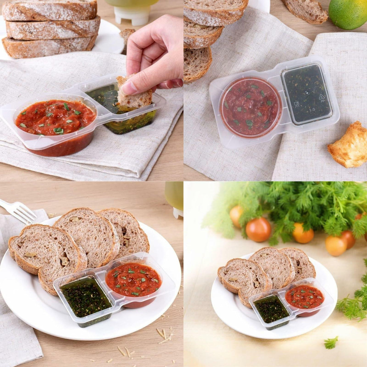 Uioecn 5PCS Double Compartment Condiment Containers with Lids Portable Reusable