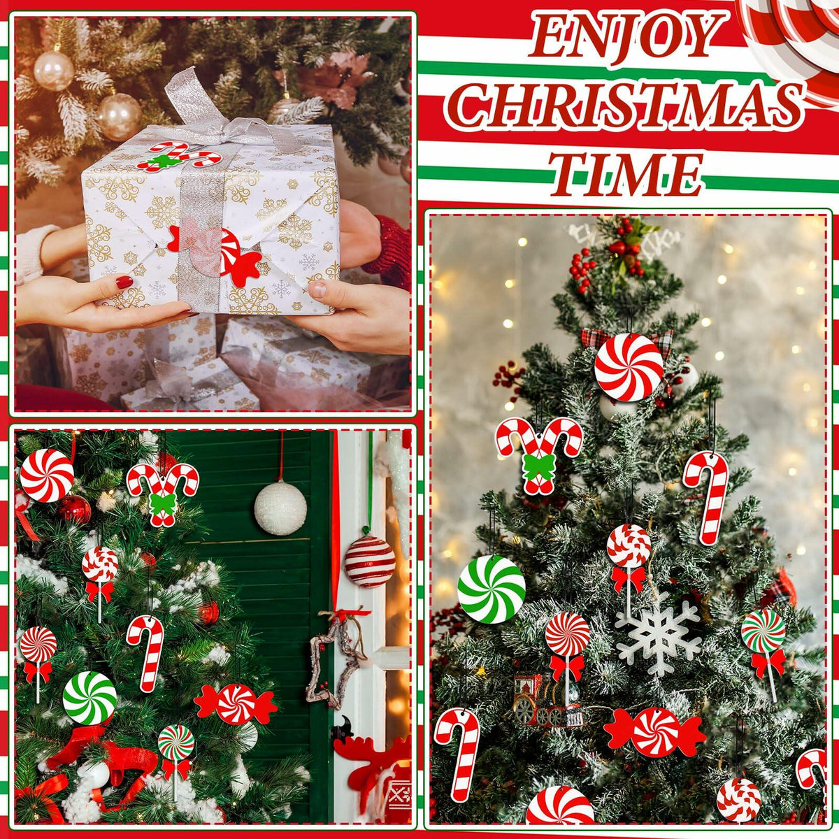 Soaoo Christmas Air Freshener Ornaments Peppermint Scent 24 Pcs Red Green White