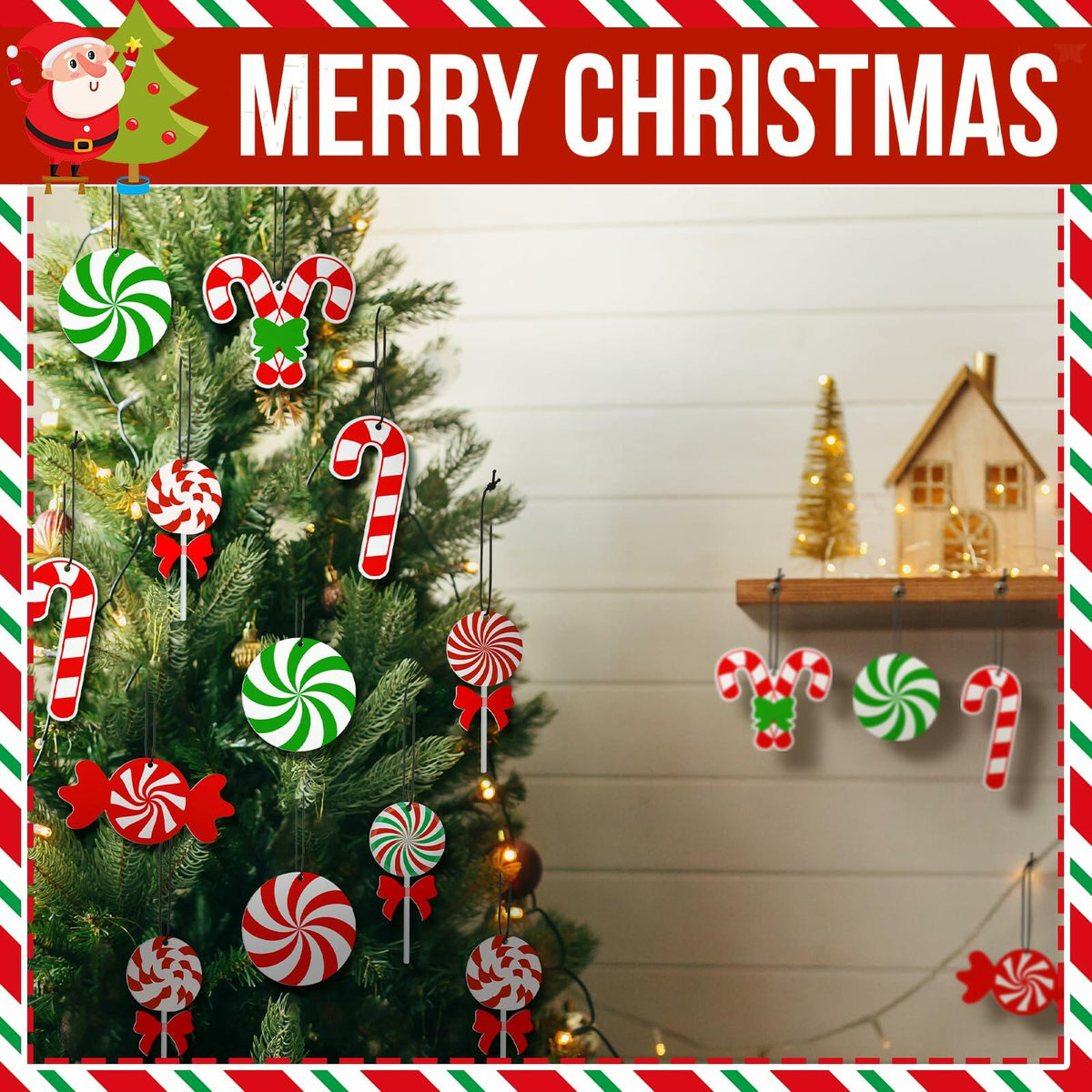 Soaoo Christmas Air Freshener Ornaments Peppermint Scent 24 Pcs Red Green White