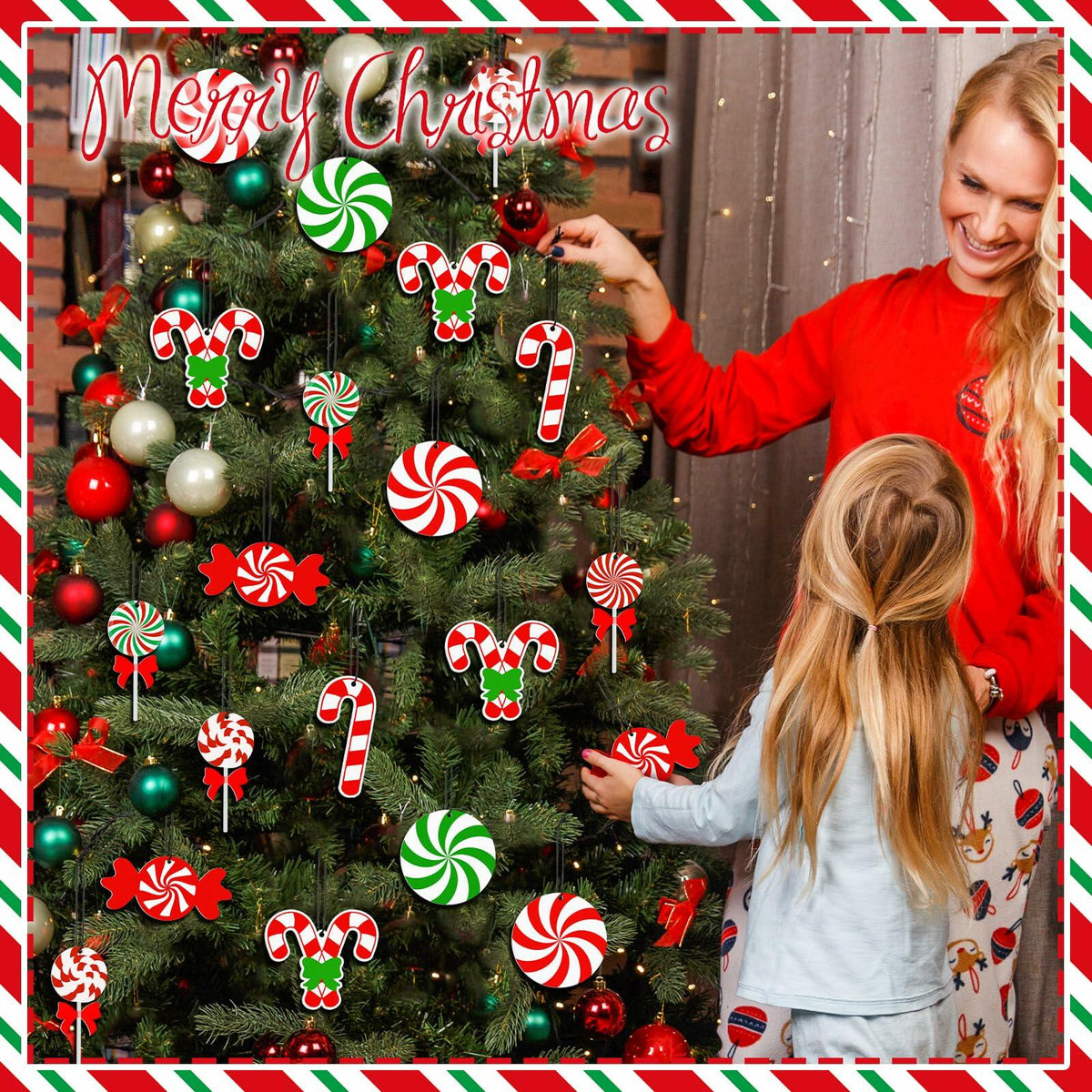 Soaoo Christmas Air Freshener Ornaments Peppermint Scent 24 Pcs Red Green White