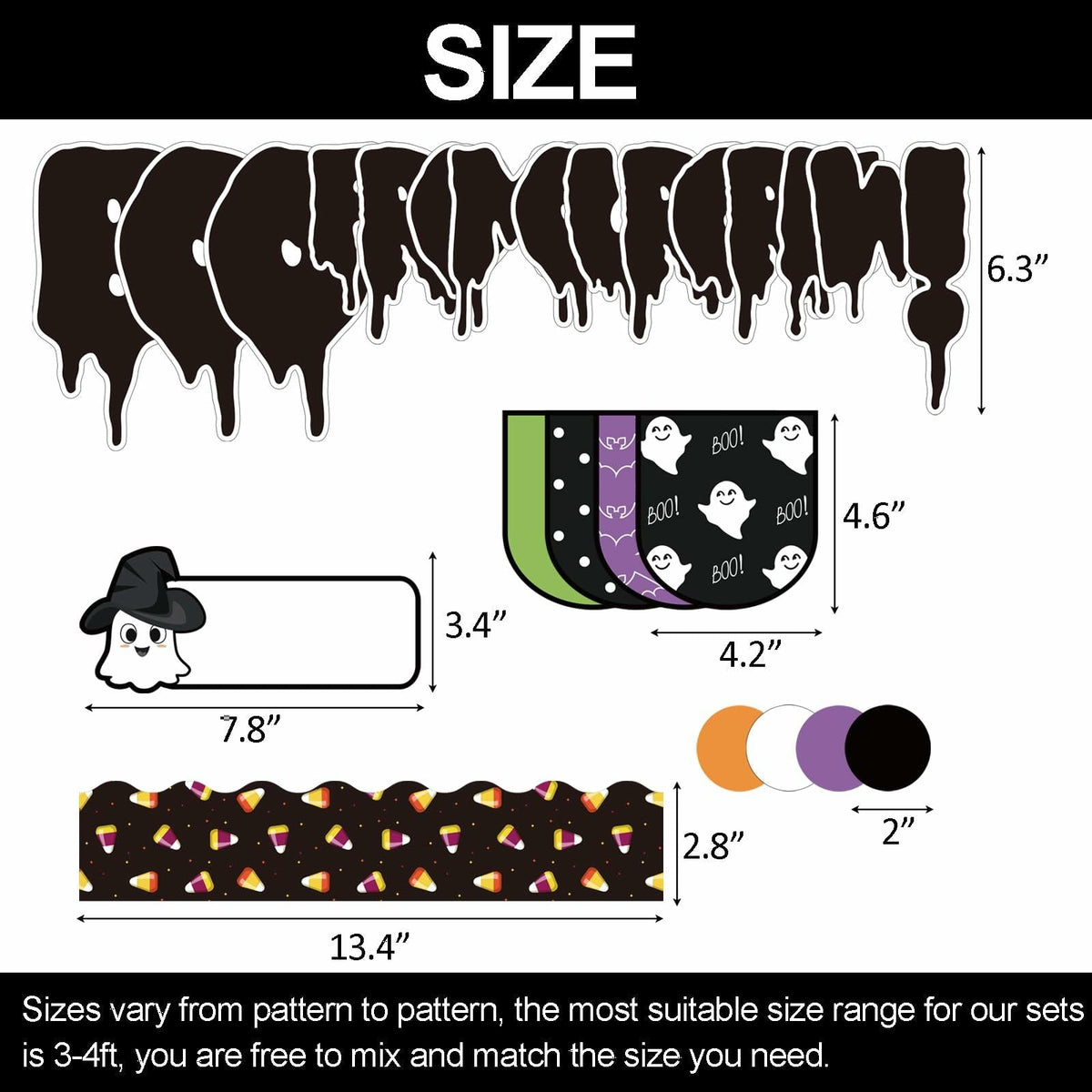 NBjiuyin 4Ft Halloween Ghosts Cutouts with 100 Glue Dots White Paper