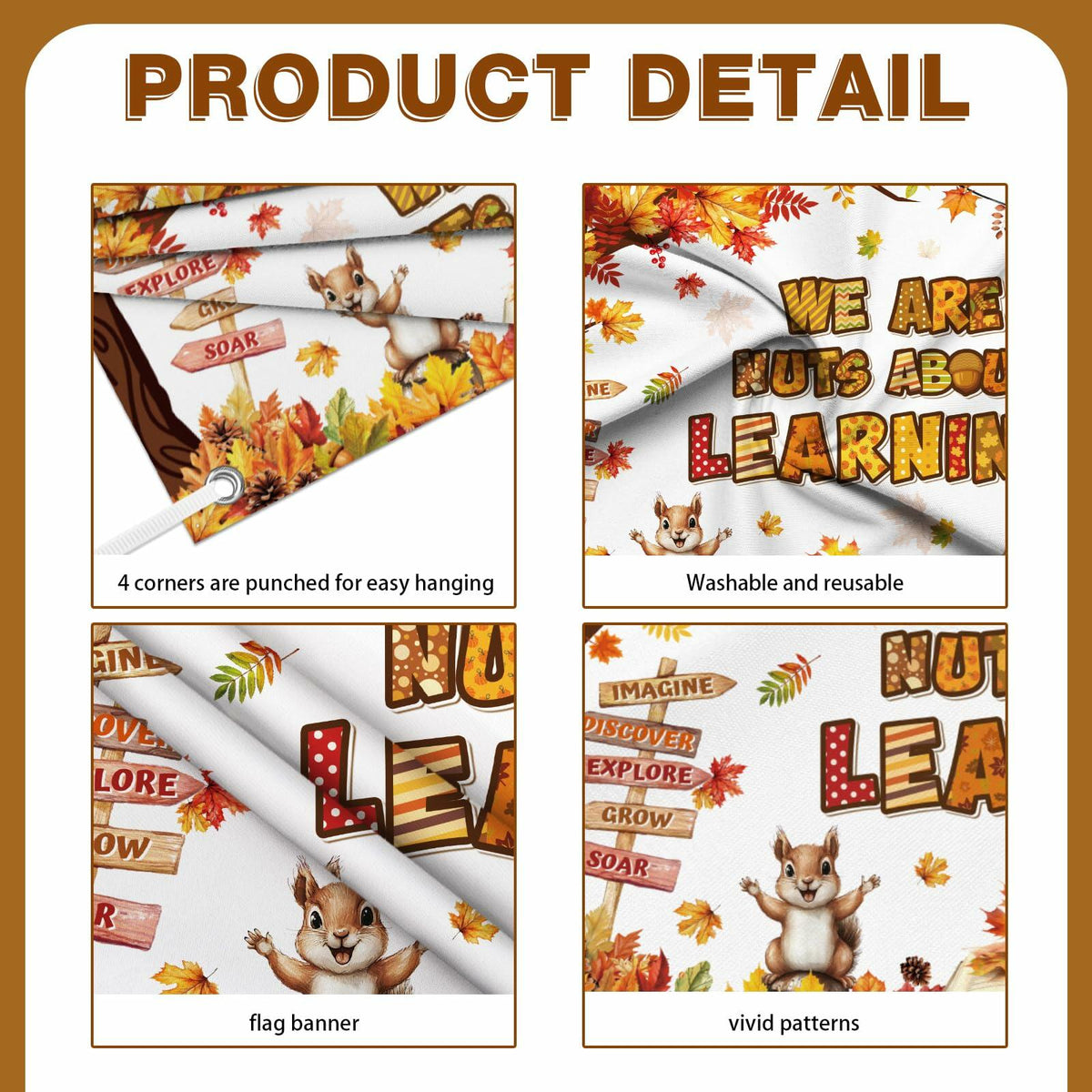 MEHOFOND Fall in Love with Learning Backdrop Autumn Pumpkin Maple 6x3.6ft Orange