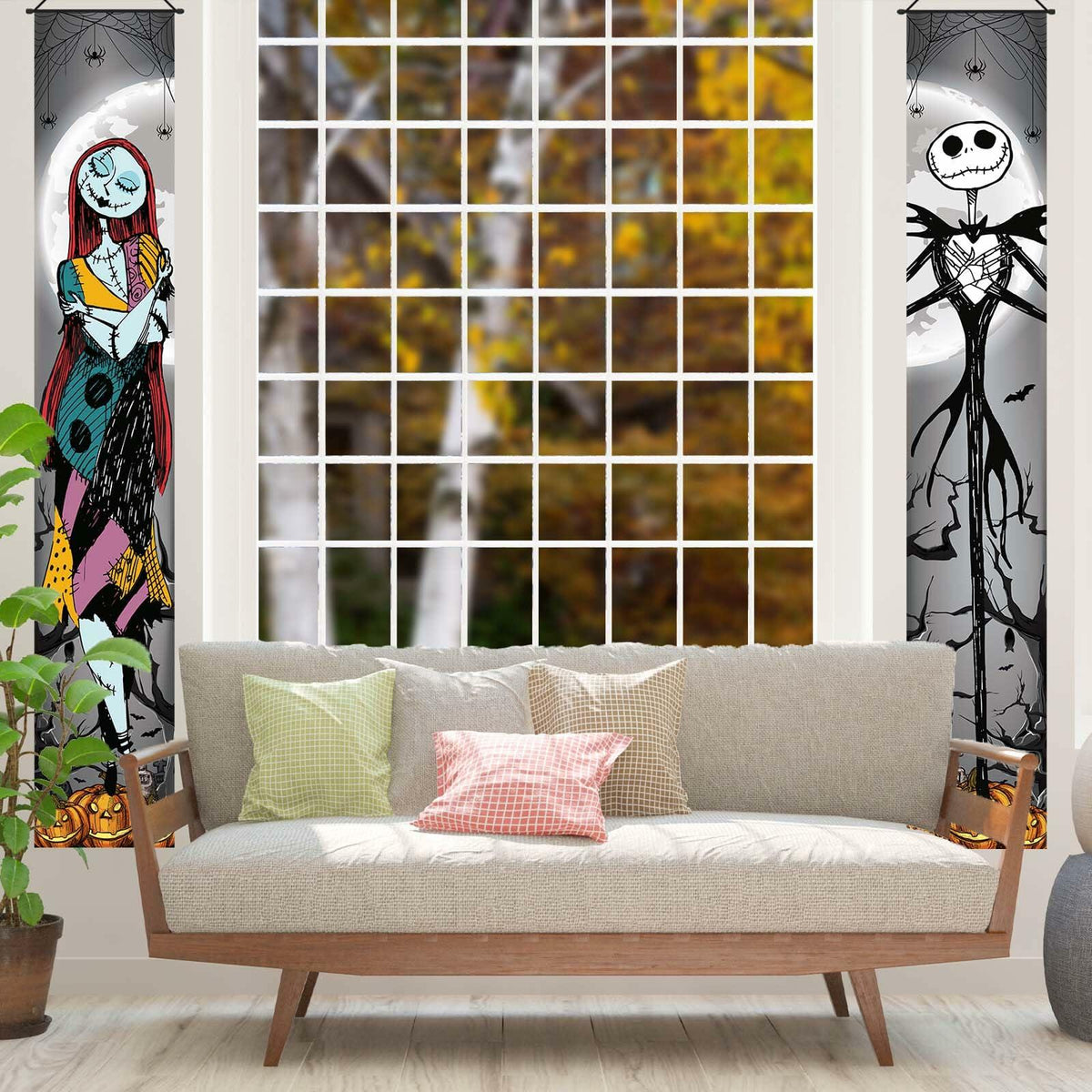 FARMNALL Halloween Porch Banner Spider Webs Outdoor Holiday Decor Black